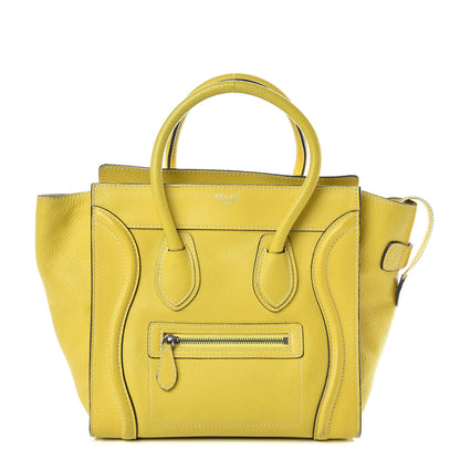 Celine Drummed Calfskin Micro Luggage Citron 1 of 19