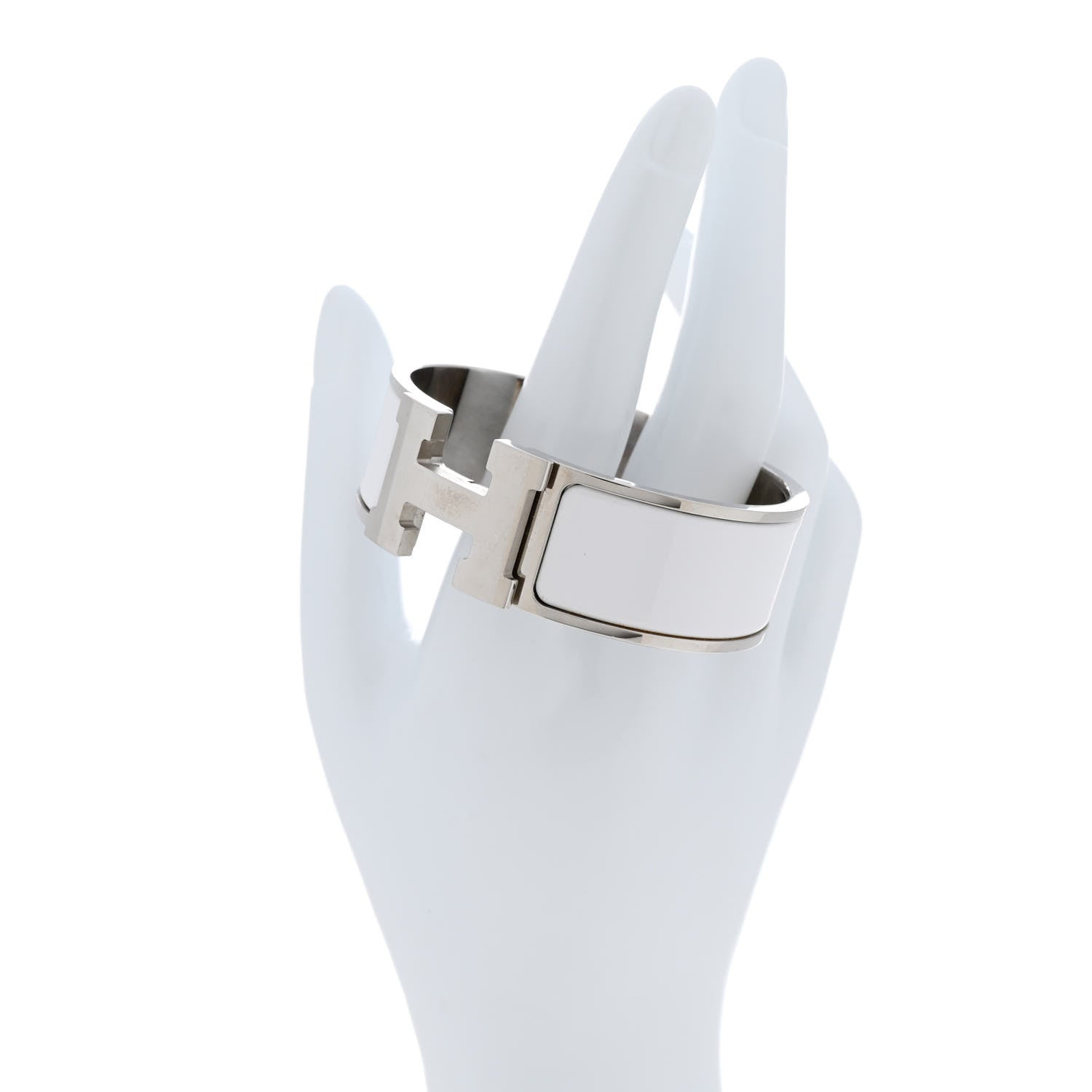 Hermes Enamel Wide Clic Clac H Bracelet PM White 2 of 4