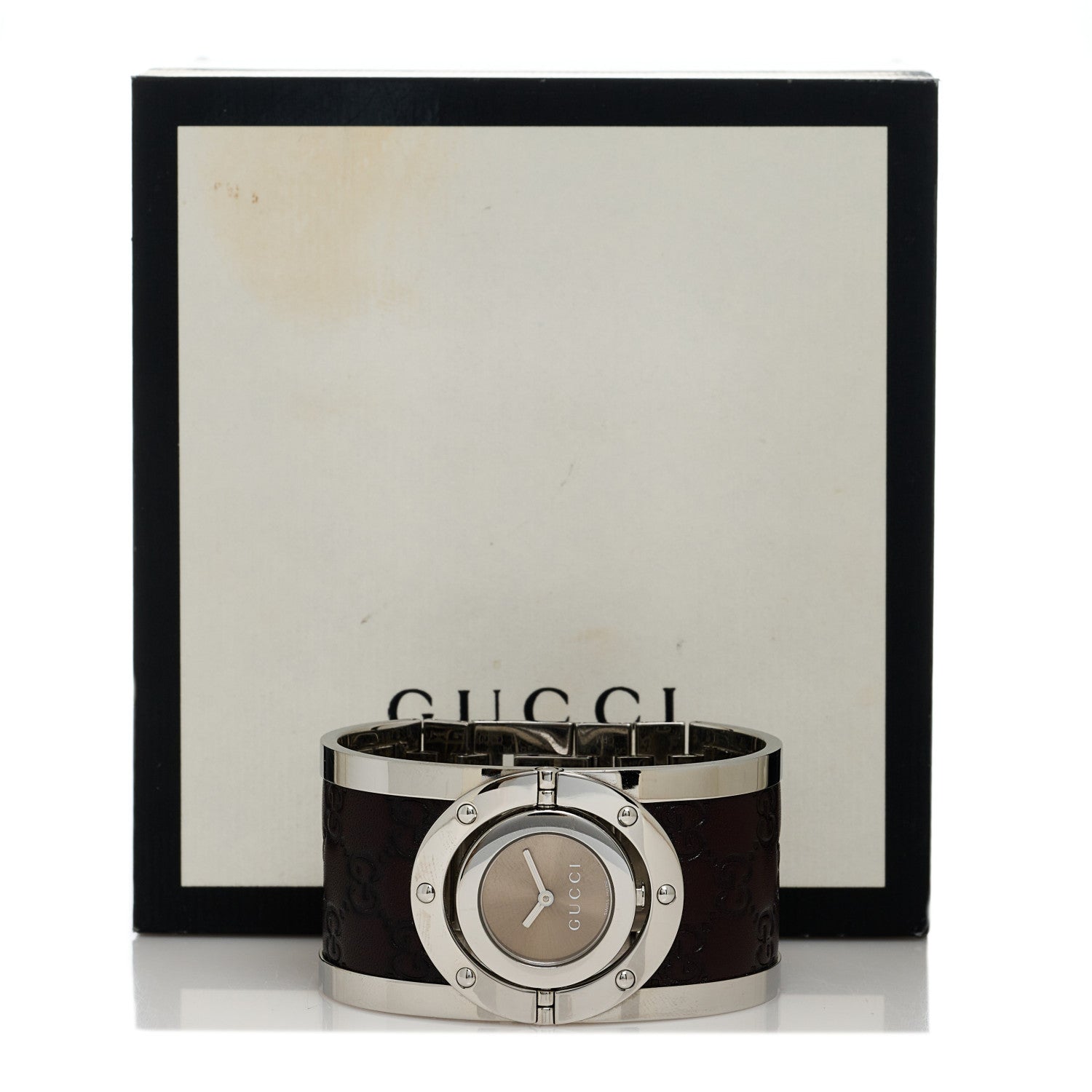 Gucci Stainless Steel Calfskin 33mm Twirl Quartz Watch Brown 4 of 4