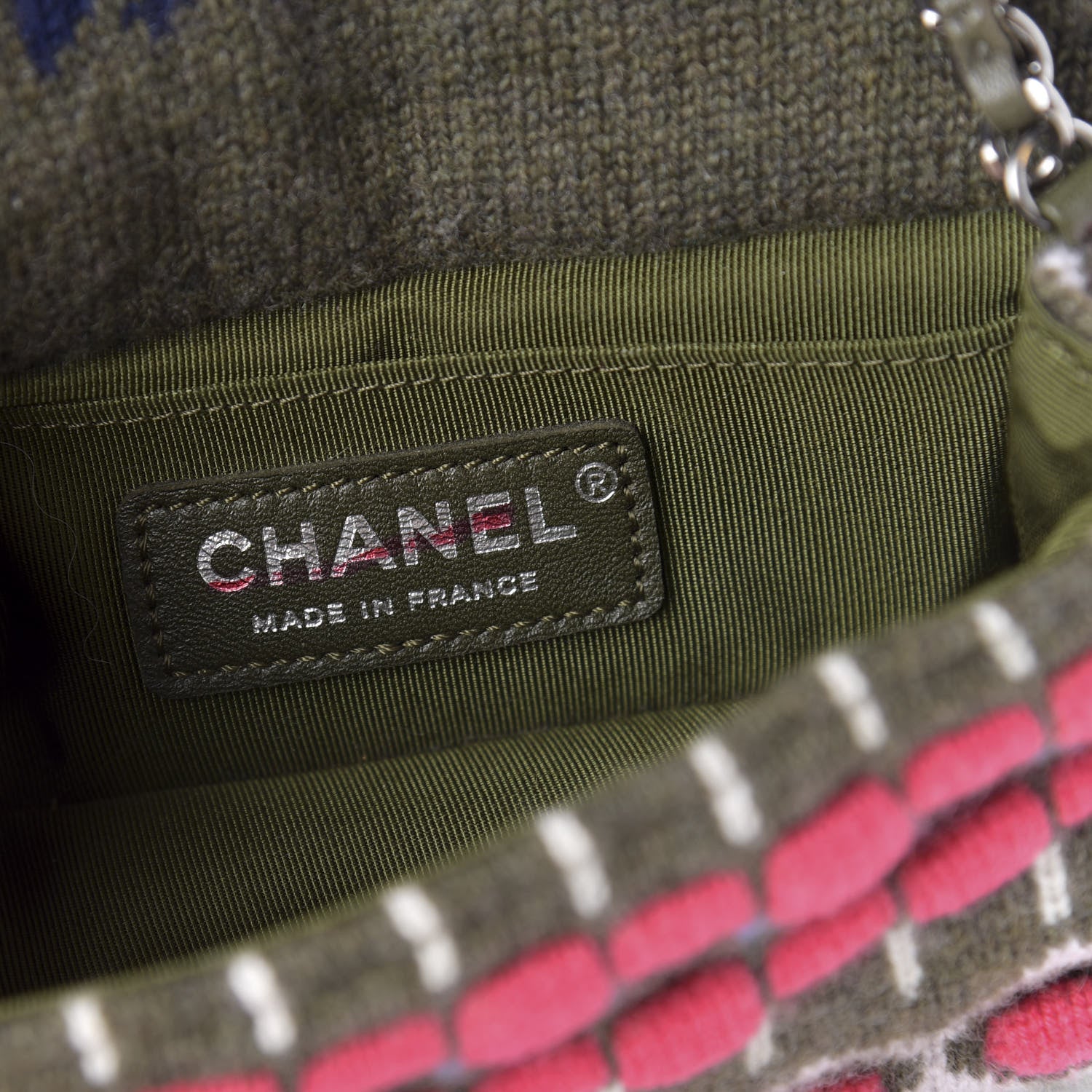 Chanel Cashmere Knit Extra Mini Single Flap Khaki Multicolor 8 of 11