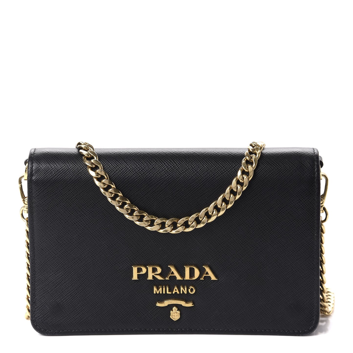 Saffiano Lux Chain Wallet Black