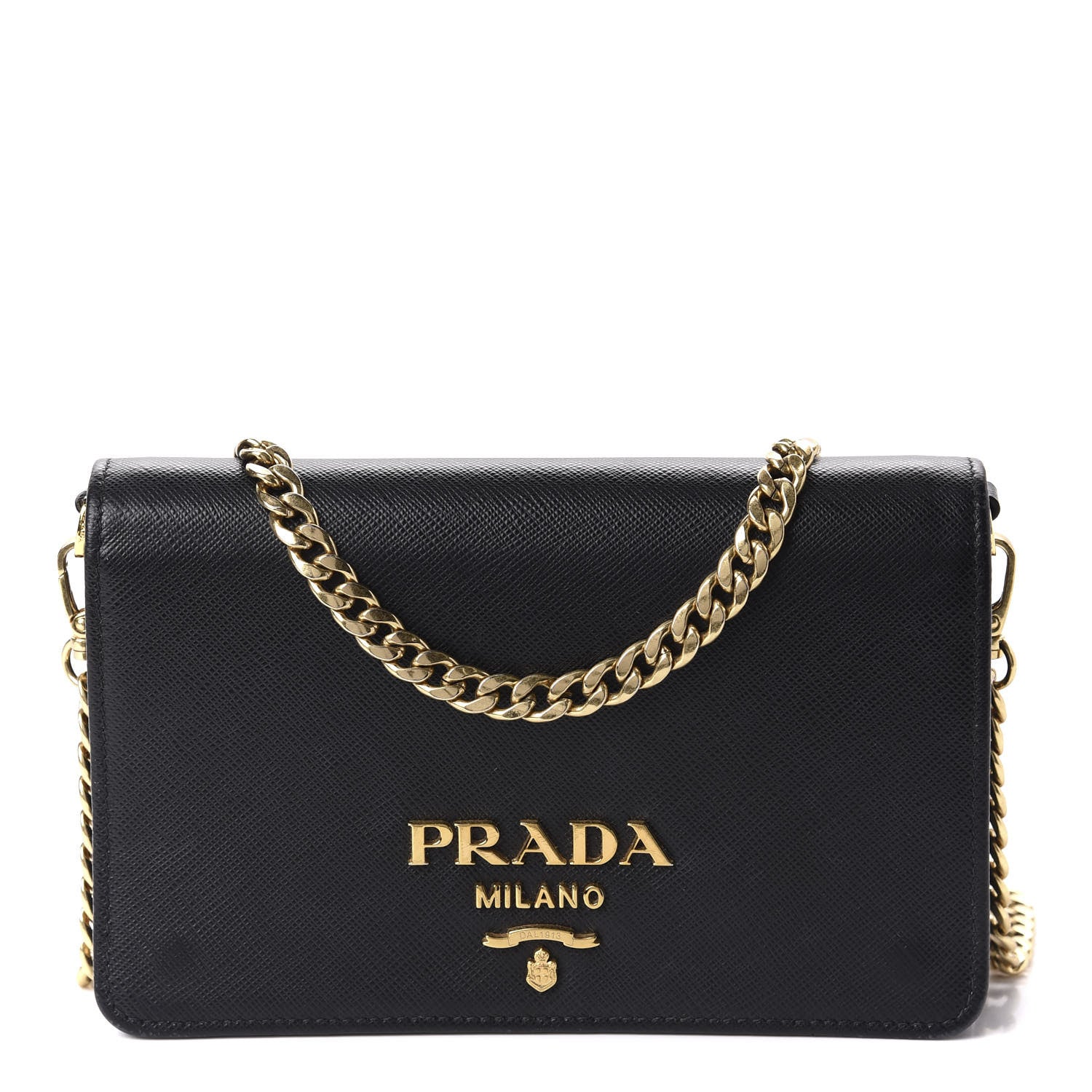 Prada Saffiano Lux Chain Wallet Black 1 of 15