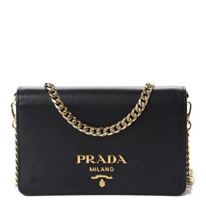 Prada Saffiano Lux Chain Wallet Black 1 of 15