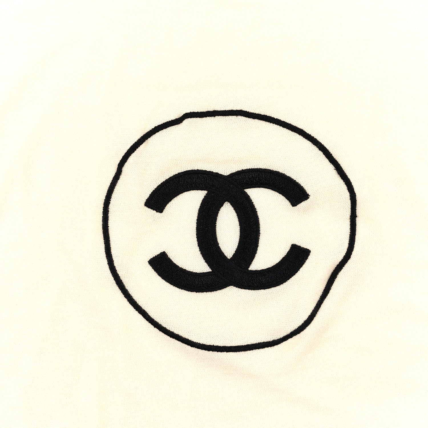 Chanel Cashmere Silk CC Stole Ivory Black 3 of 4