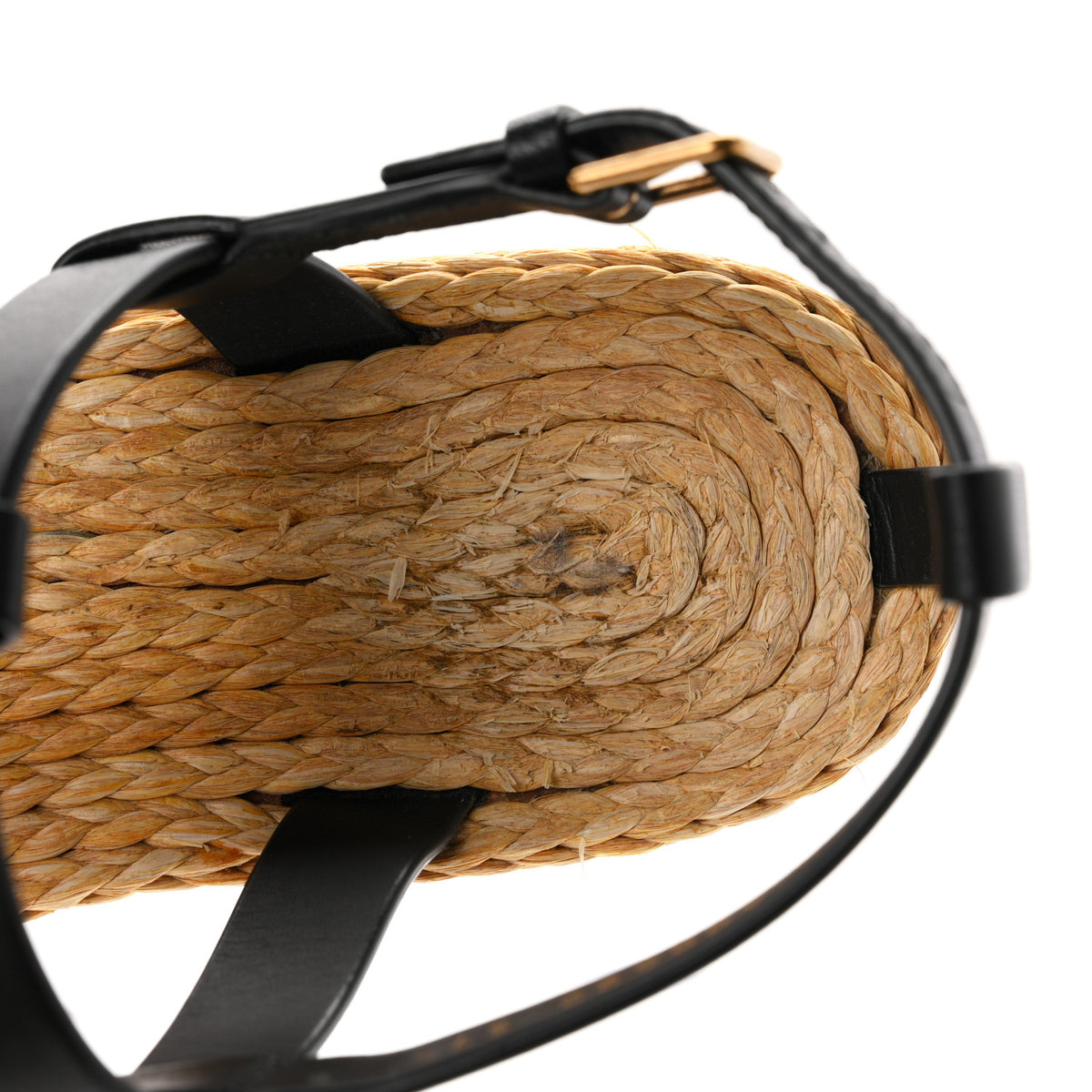 Calfskin Raffia Cassandra Monogram Sandals 37.5 Black