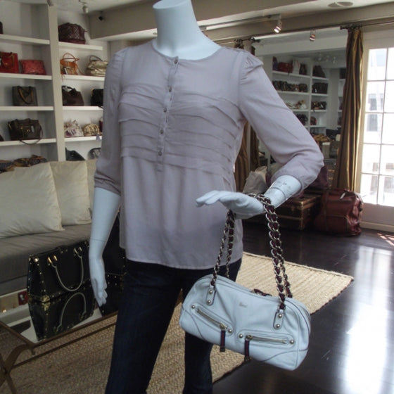 Leather Small Capri Tote White