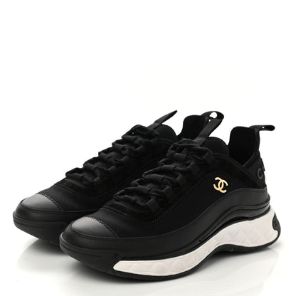 Chanel Velvet Calfskin Mixed Fibers CC Sneakers 37.5 Black 3 of 9