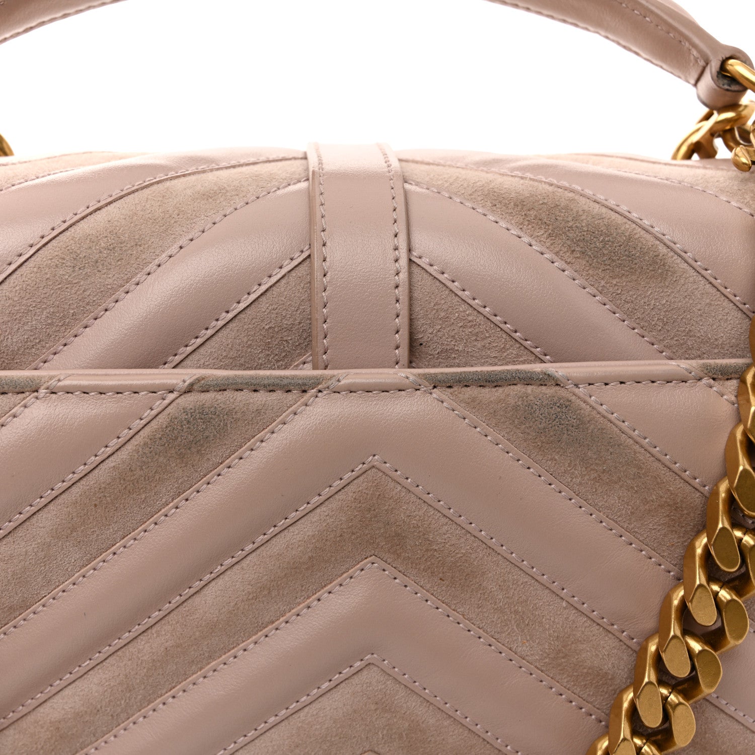 Saint Laurent Calfskin Suede Matelasse Chevron Medium Monogram College Bag Rose Poudre 14 of 16