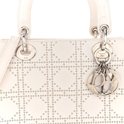Christian Dior Lambskin Studded Cannage Medium Lady Dior White 8 of 13