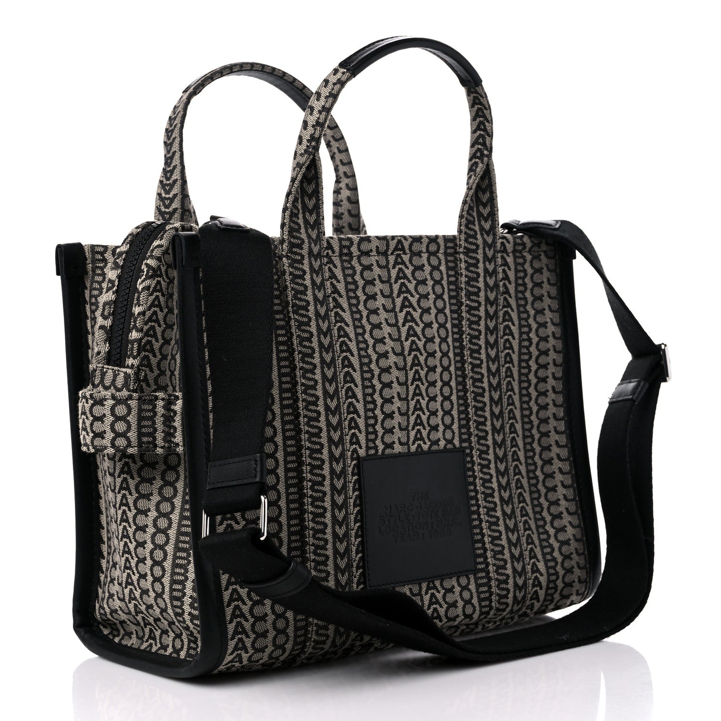 Cotton Jacquard Monogram Medium The Traveler Tote Bag Beige Multicolor