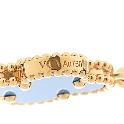 Van Cleef & Arpels 18K Yellow Gold Blue Agate 10 Motifs Vintage Alhambra Necklace 5 of 7