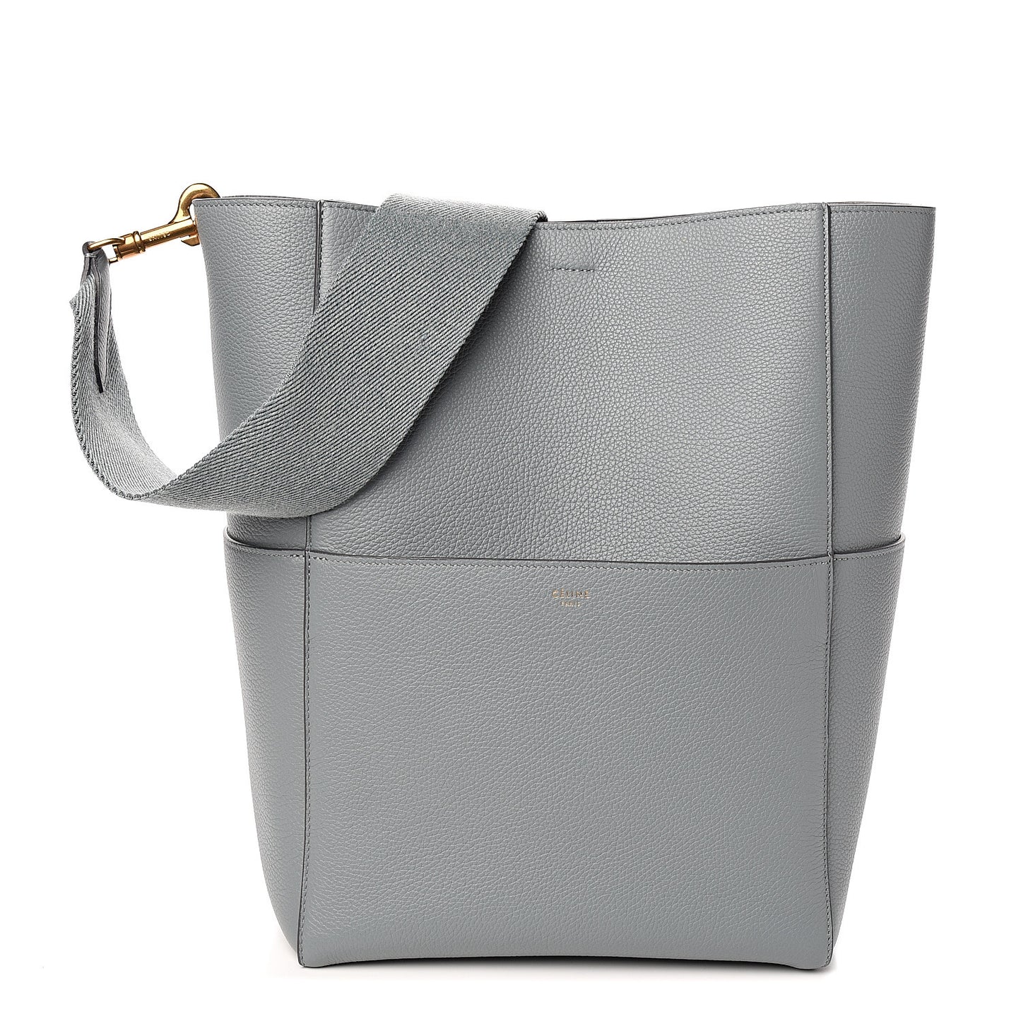 Soft Grained Calfskin Sangle Bucket Bag Storm