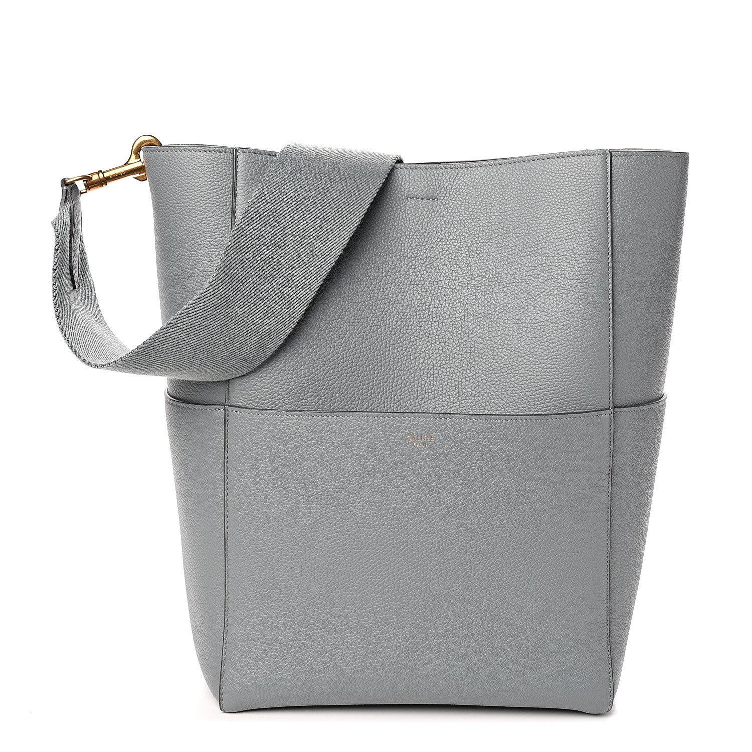 Celine Soft Grained Calfskin Sangle Bucket Bag Storm 1 of 8