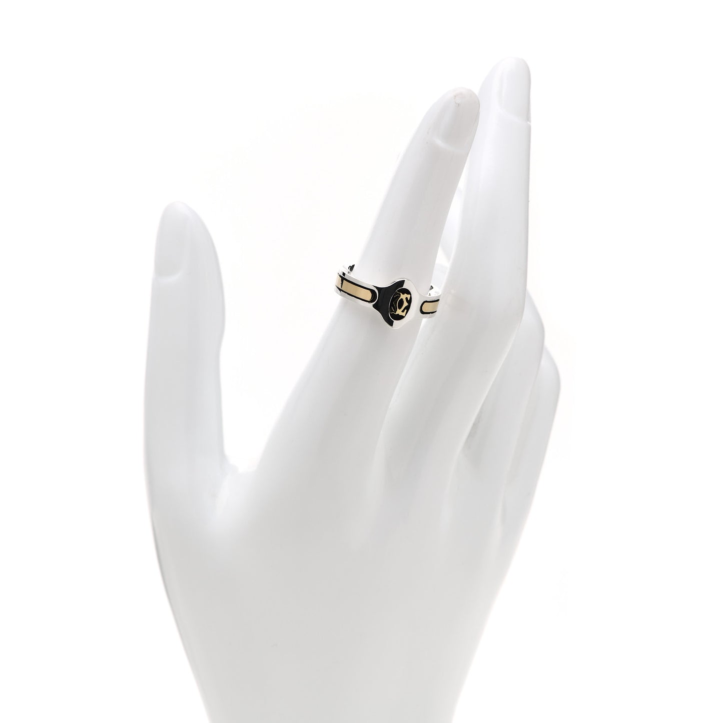 Sterling Silver 18K Yellow Gold Logo Band Ring 51 5.75