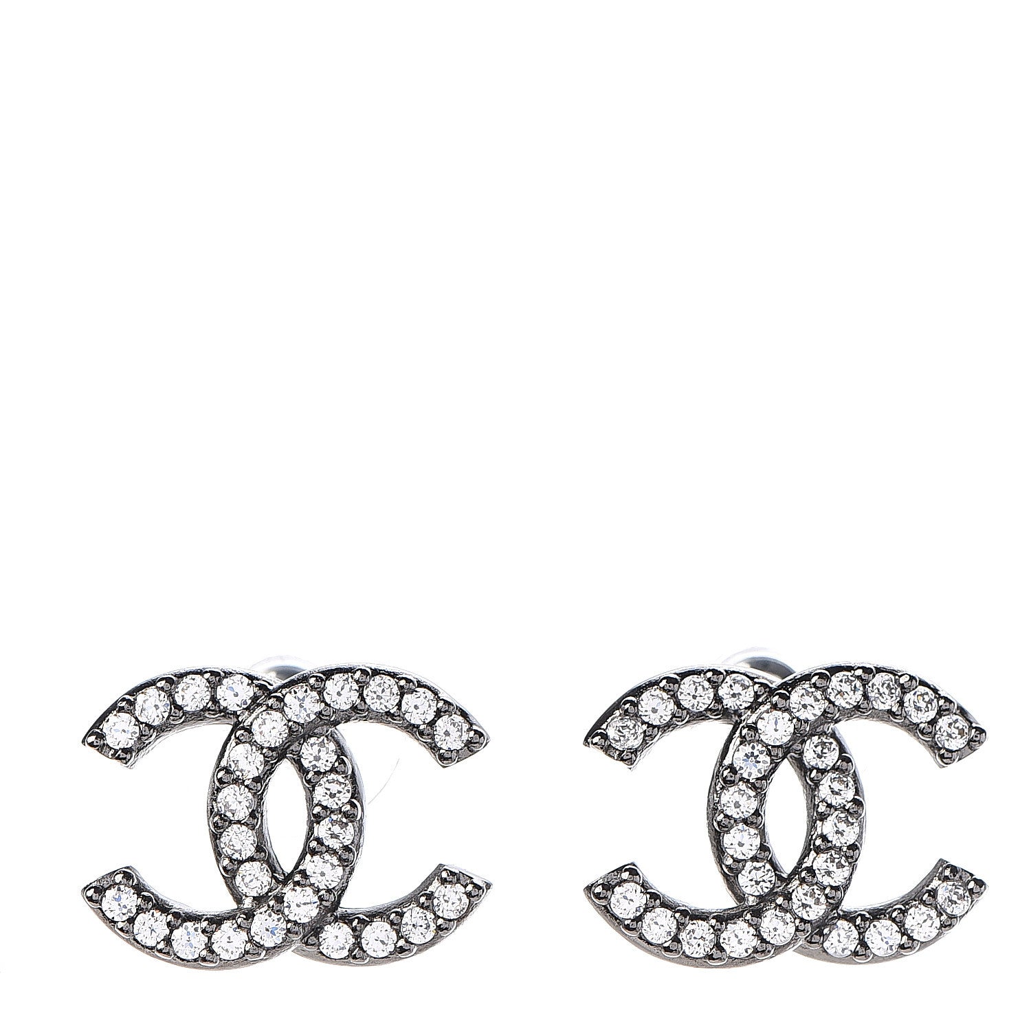 Chanel Ruthenium Crystal CC Earrings 1 of 4