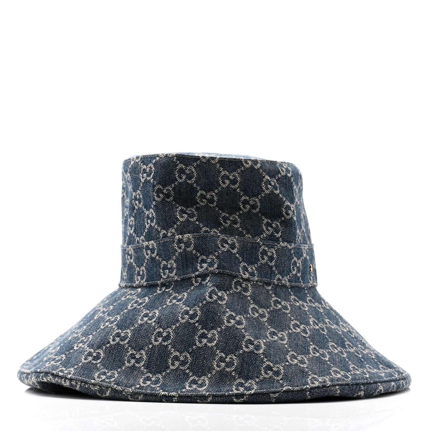 Denim GG Monogram Brim Hat M Blue Ivory