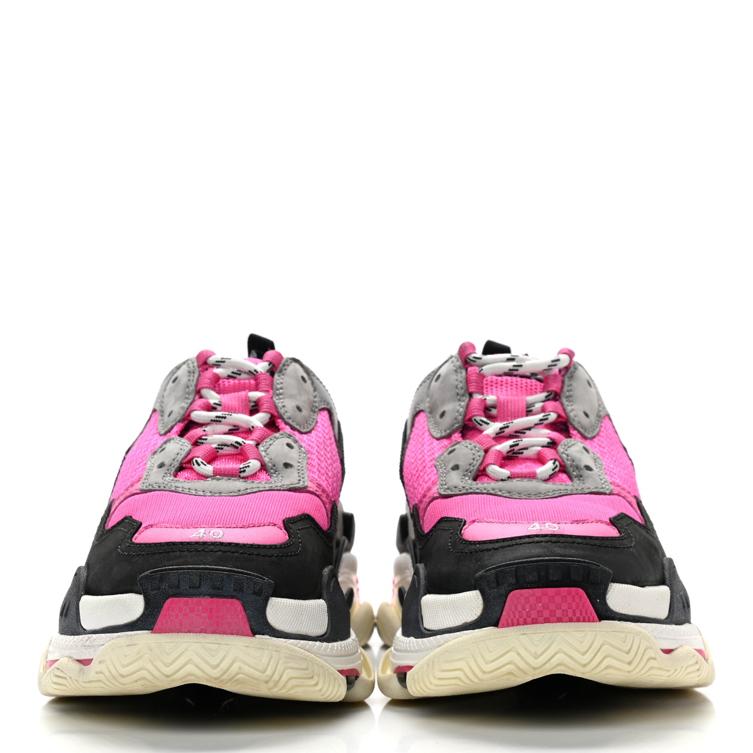 Balenciaga Fabric Mesh Womens Triple S Sneakers 40 Fluo Pink Grey White 2 of 8