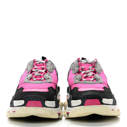 Balenciaga Fabric Mesh Womens Triple S Sneakers 40 Fluo Pink Grey White 2 of 8