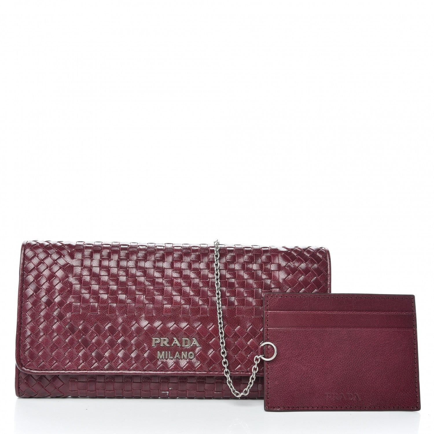 Prada Goatskin Woven Continental Flap Wallet Ribes 3 of 11