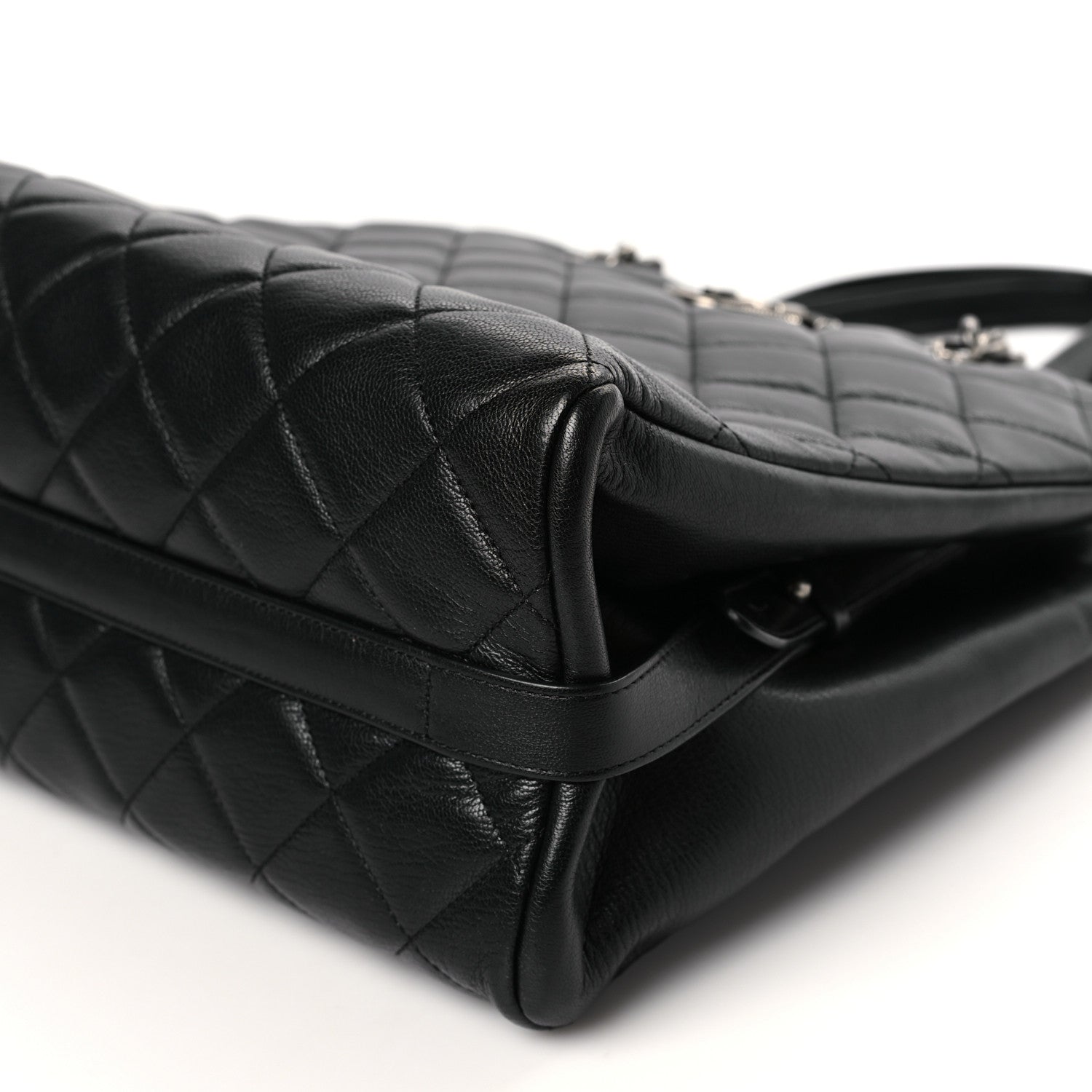 Chanel Metallic Goatskin Quilted Small City Rock Shopping Tote Black 9 of 9