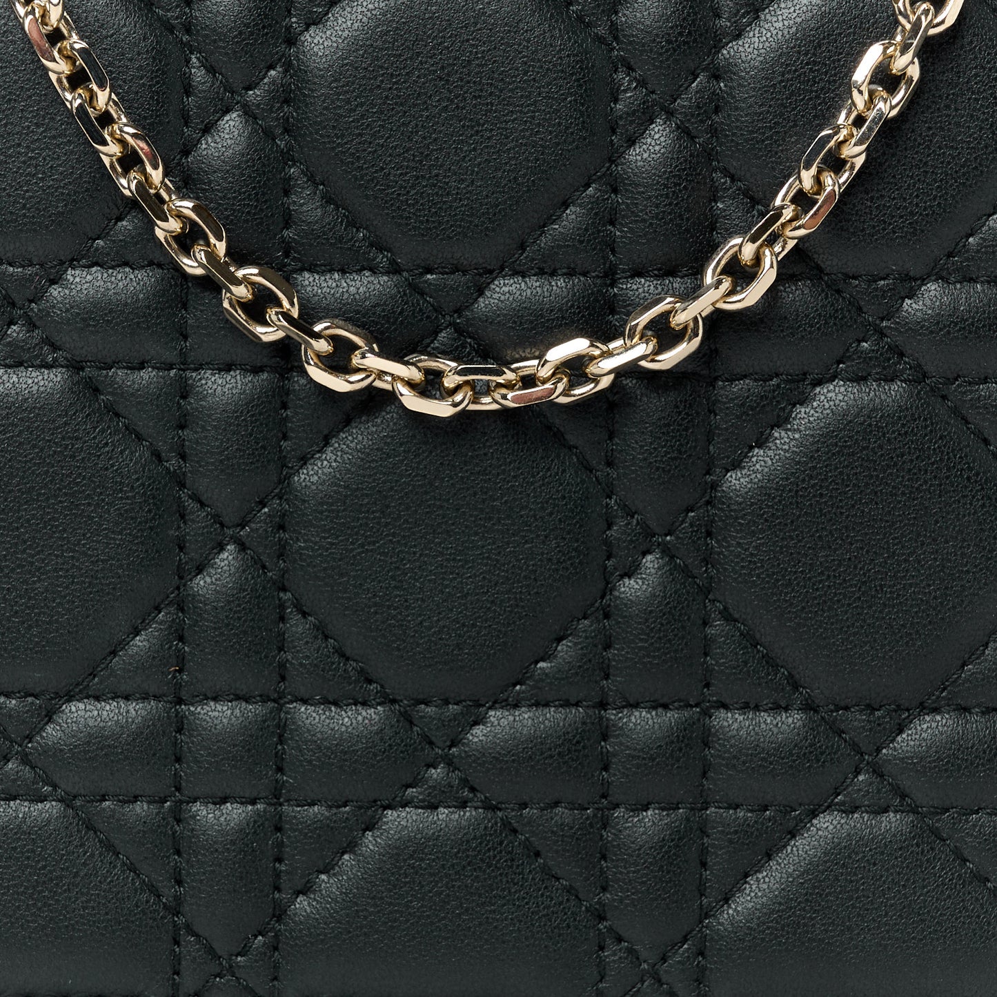 Lambskin Cannage Lady Dior Chain Wallet Black