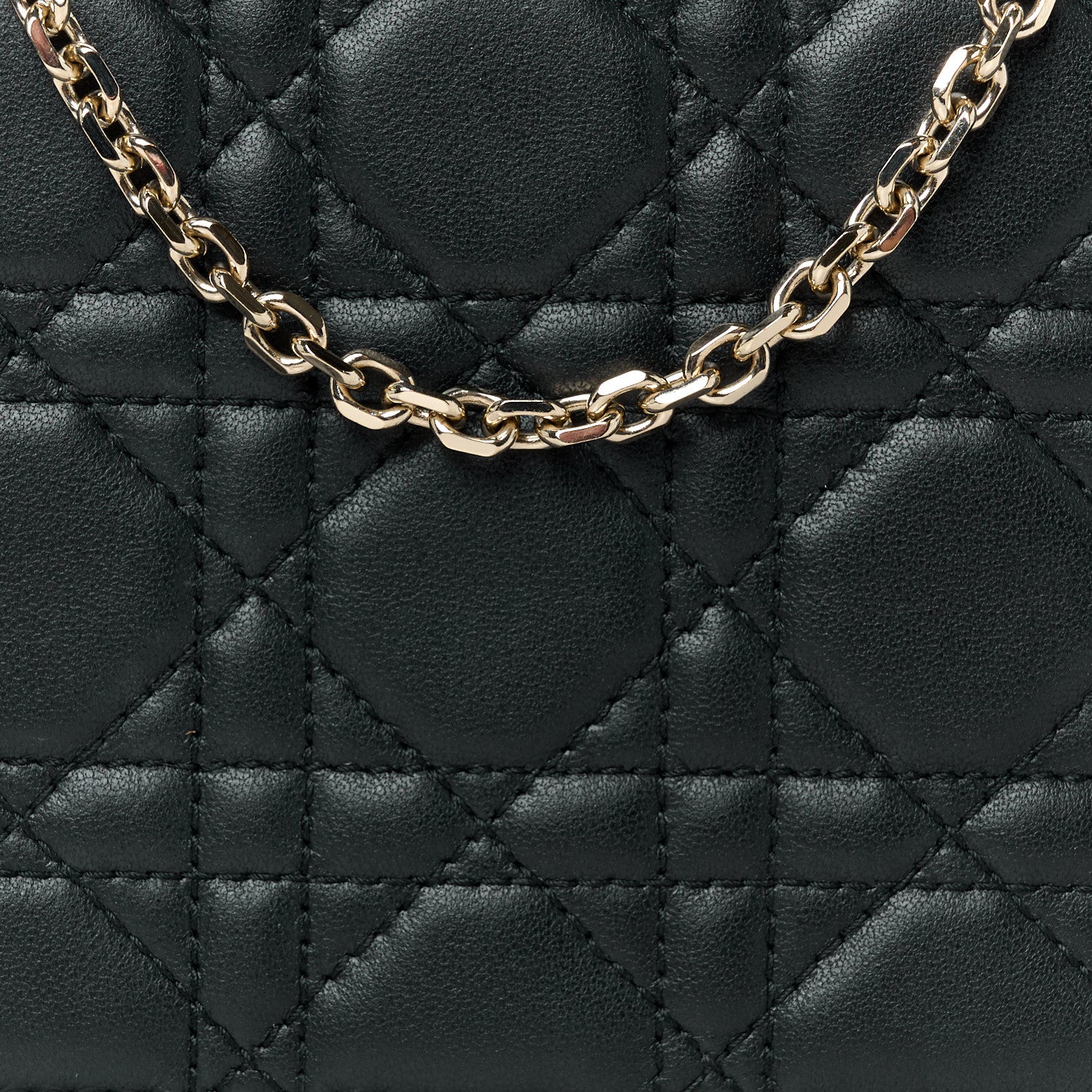Christian Dior Lambskin Cannage Lady Dior Chain Wallet Black 11 of 14