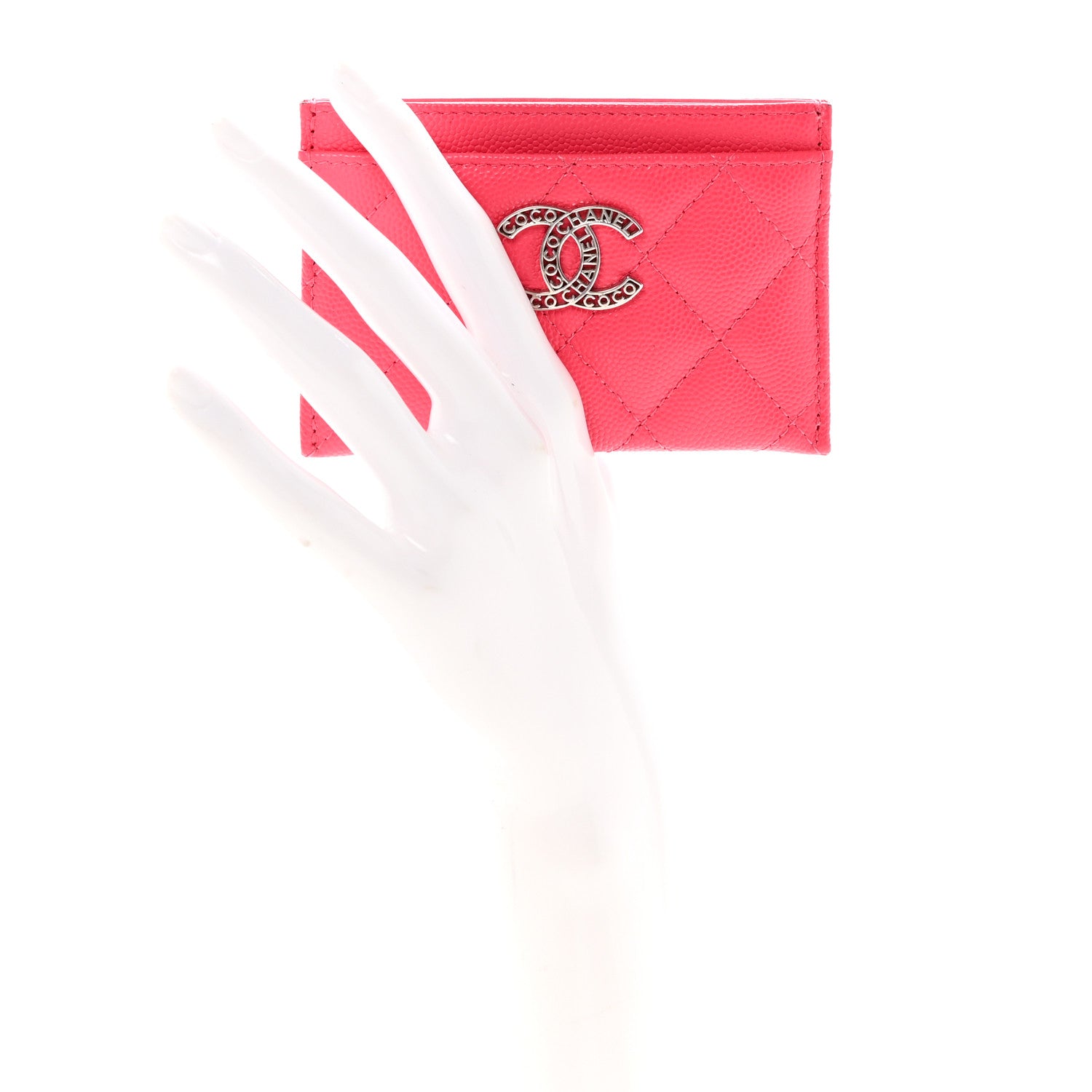 Chanel Caviar Quilted CC Logo Card Holder Pink 2 of 8