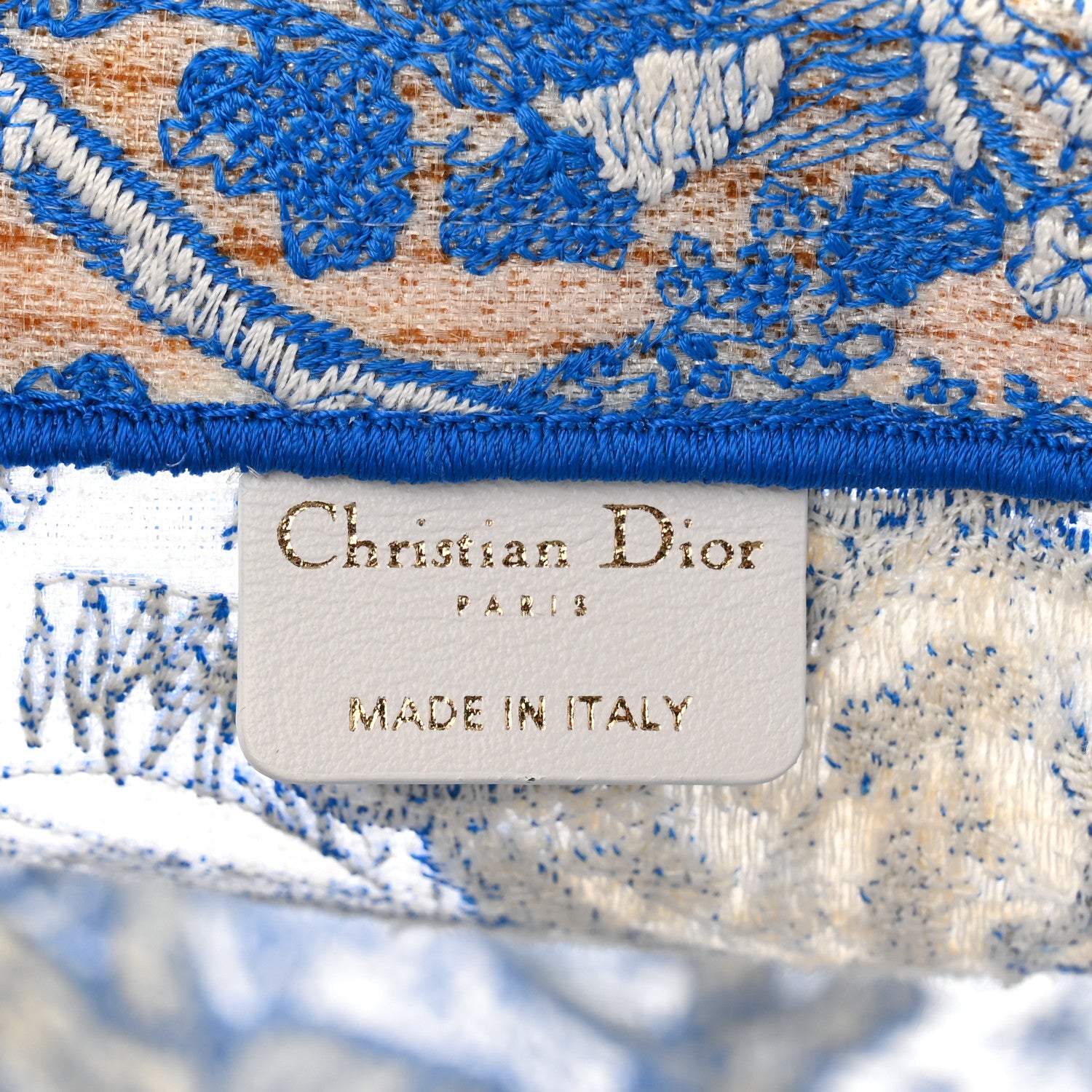 Christian Dior Transparent Canvas Embroidered Large Toile De Jouy Reverse Book Tote Fluorescent Blue 6 of 13