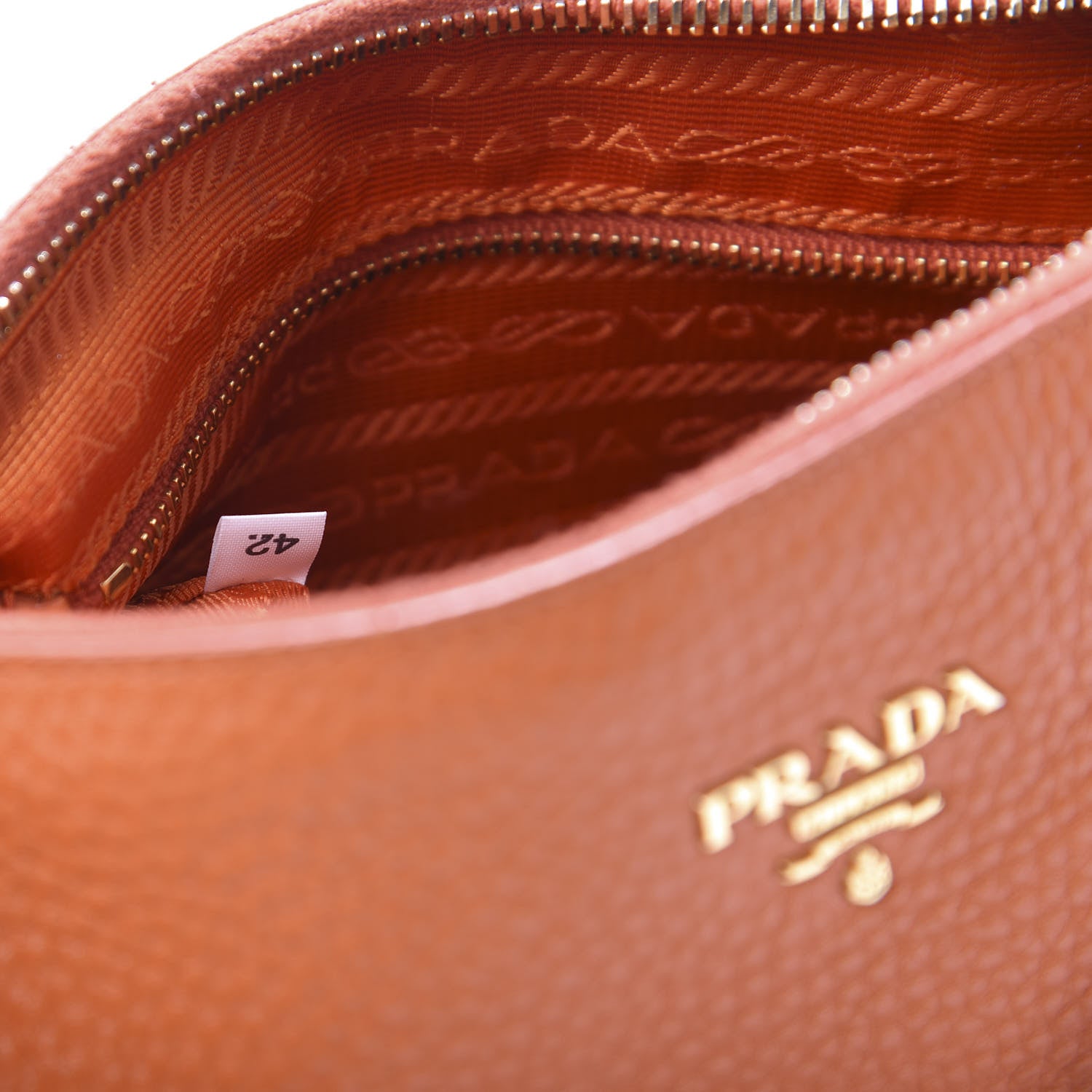 Prada Vitello Daino Shoulder Bag Papaya 7 of 10