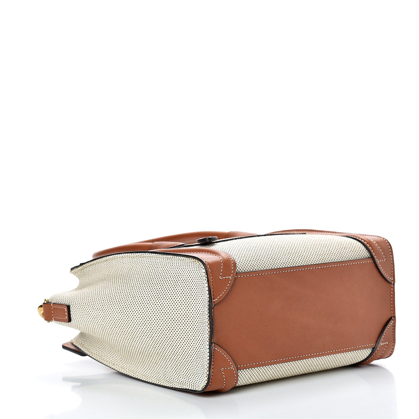 Textile Smooth Calfskin Nano Luggage Tan White