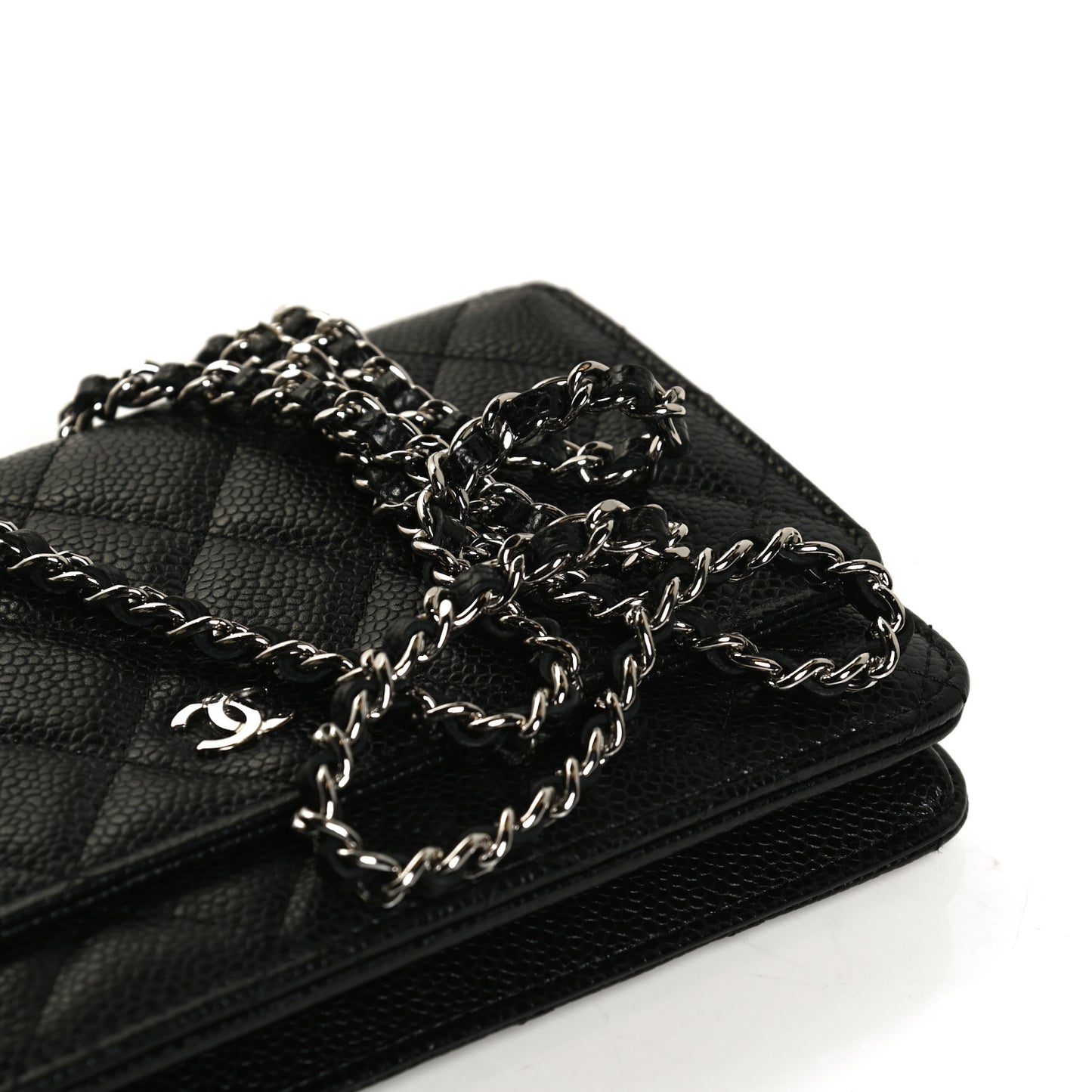 Caviar Quilted Wallet On Chain WOC Black