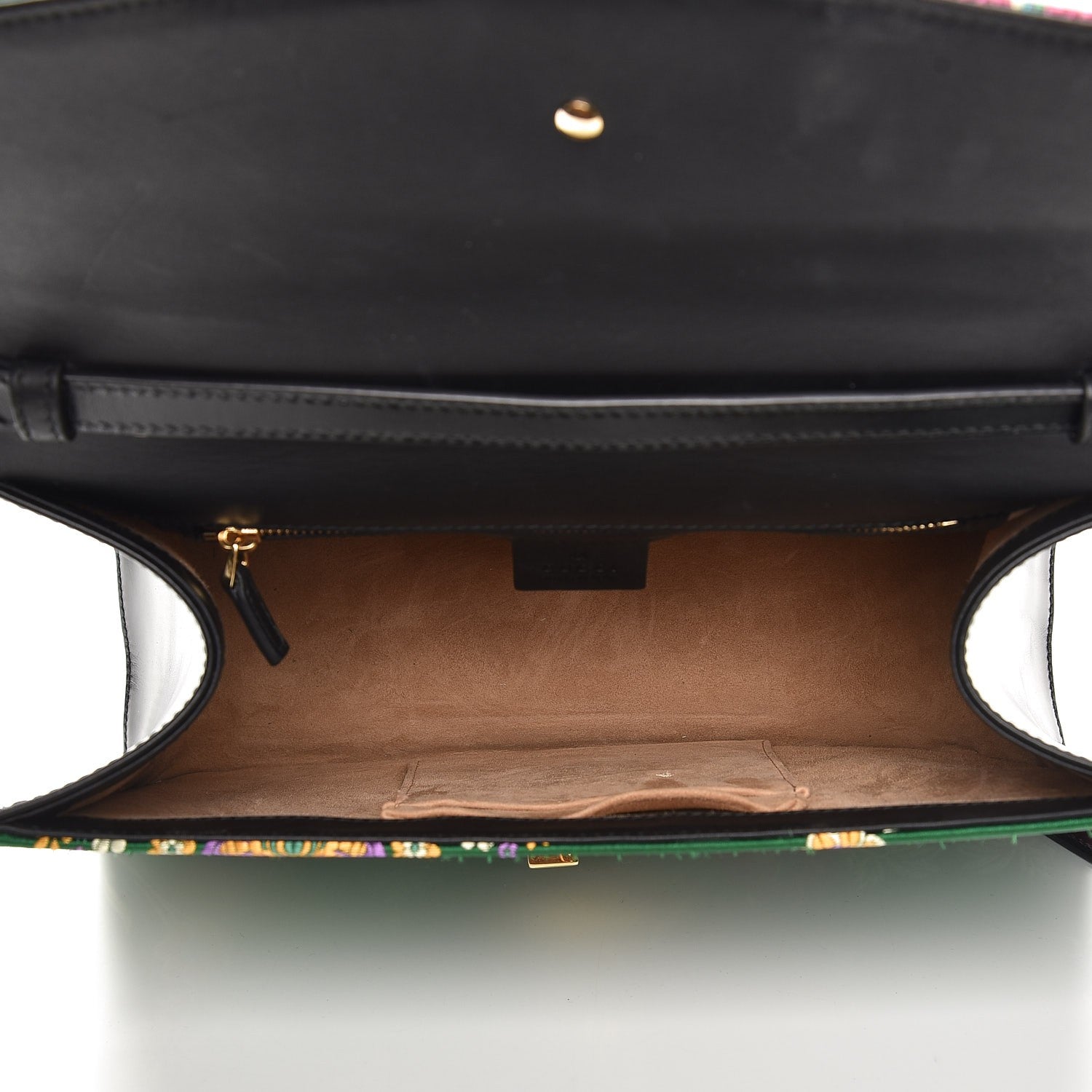 Gucci Jacquard Floral Medium Sylvie Top Handle Bag Green Multicolor Black 6 of 16