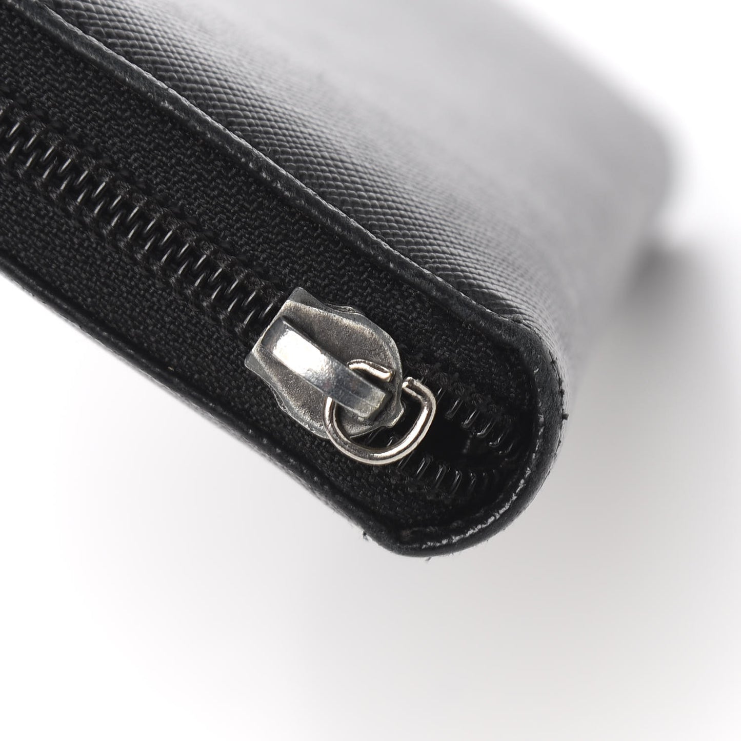 Saffiano Triangle Zip Around Wallet Black