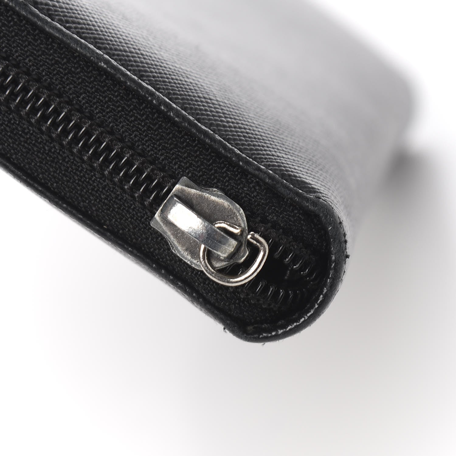 Prada Saffiano Triangle Zip Around Wallet Black 10 of 11