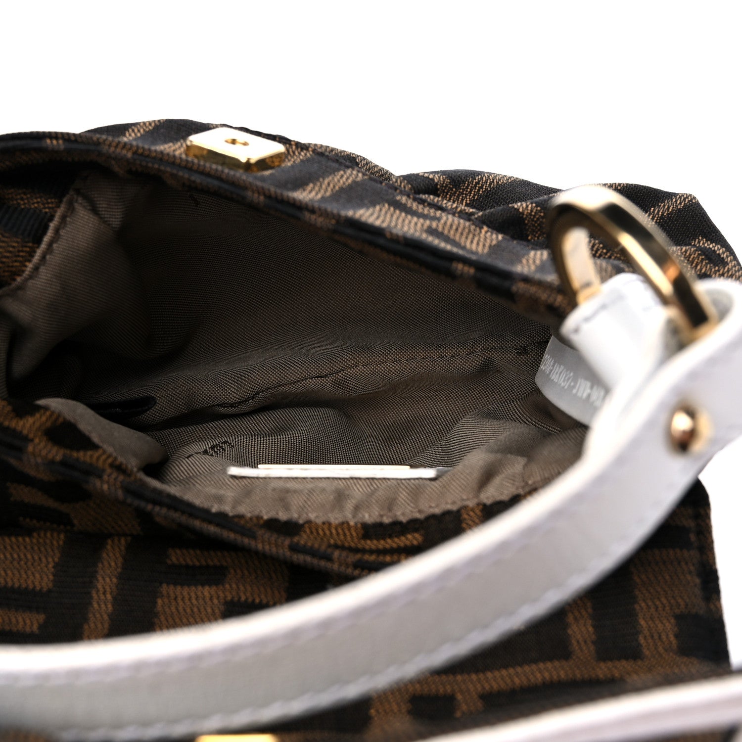 Fendi Zucca Cuoio Lucido Mini Chef Shoulder Bag Tobacco White 5 of 10