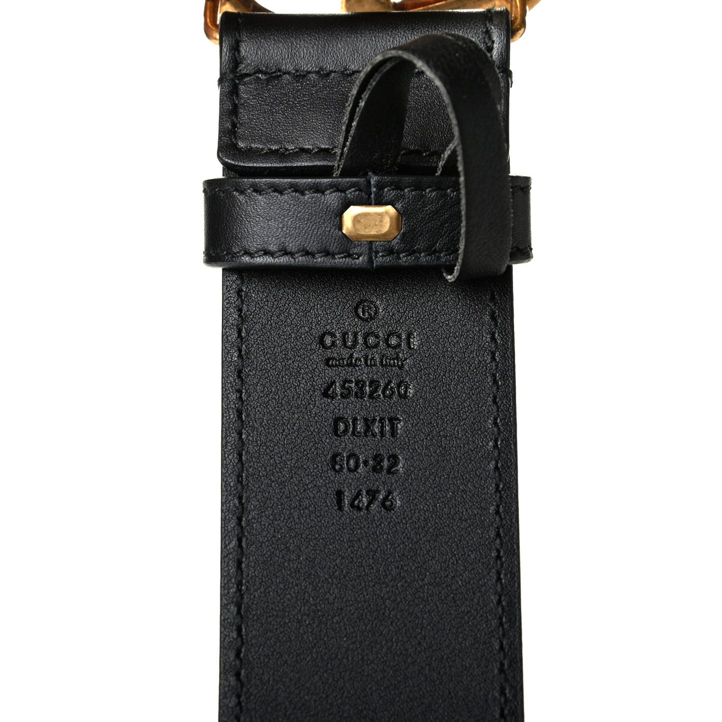Moon Calfskin Pearl Double G 40mm Belt 80 32 Black Cream