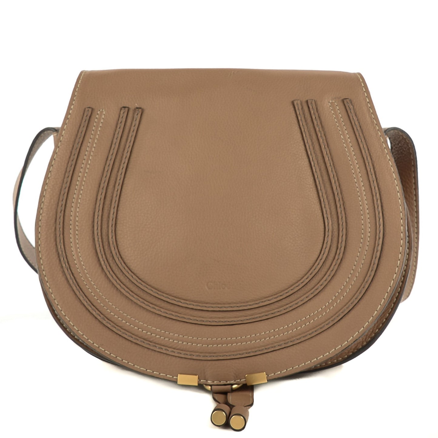 Calfskin Medium Marcie Round Crossbody Bag Nut