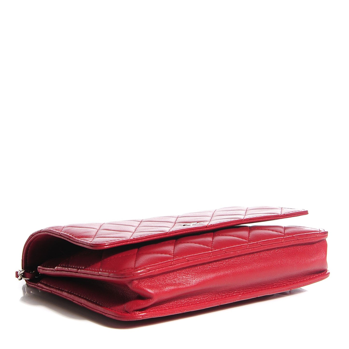 Lambskin Quilted Wallet On Chain WOC Red
