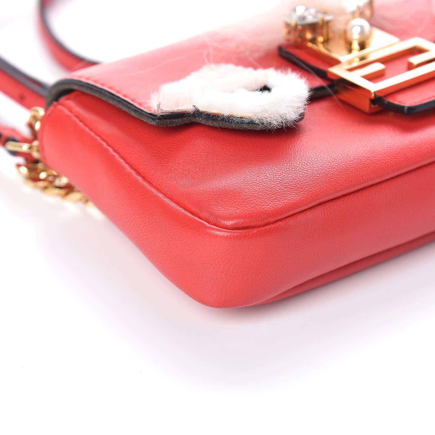 Fendi Nappa Rabbit Fox Fur Micro Buggie Baguette Fiamma Rosa 11 of 15