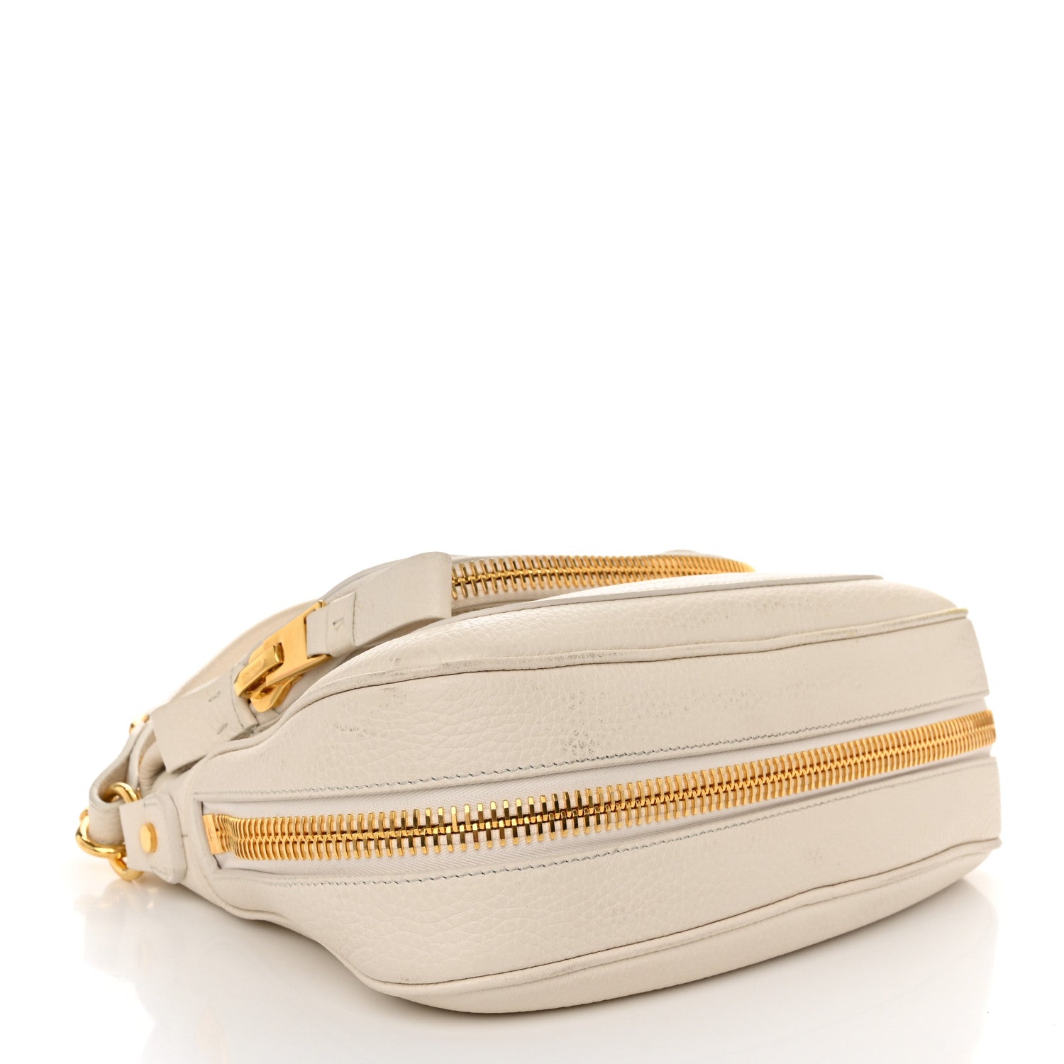 Tom Ford Grained Calfskin Medium Double Strap Jennifer Crossbody Chalk 4 of 14