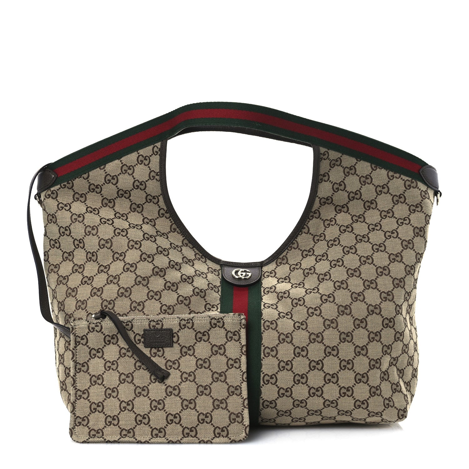 Gucci GG Monogram Web Large Giglio Tote Beige Brown 4 of 12