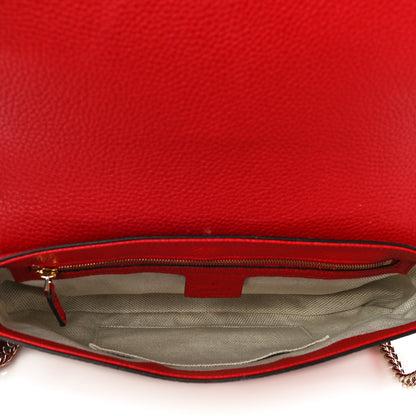 Gucci Pebbled Calfskin Medium Soho Flap Crossbody Vibrant Red 4 of 14