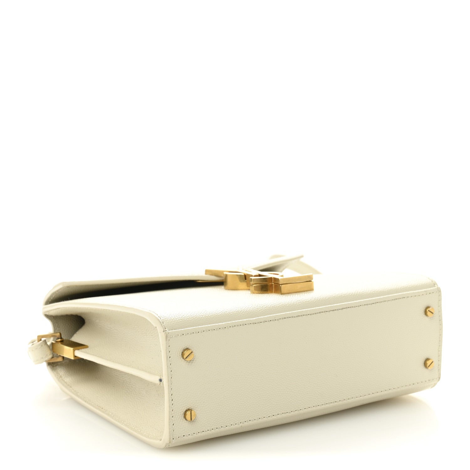 Saint Laurent Grain de Poudre Mini Classic Monogram Cassandra Top Handle Vintage White 4 of 12