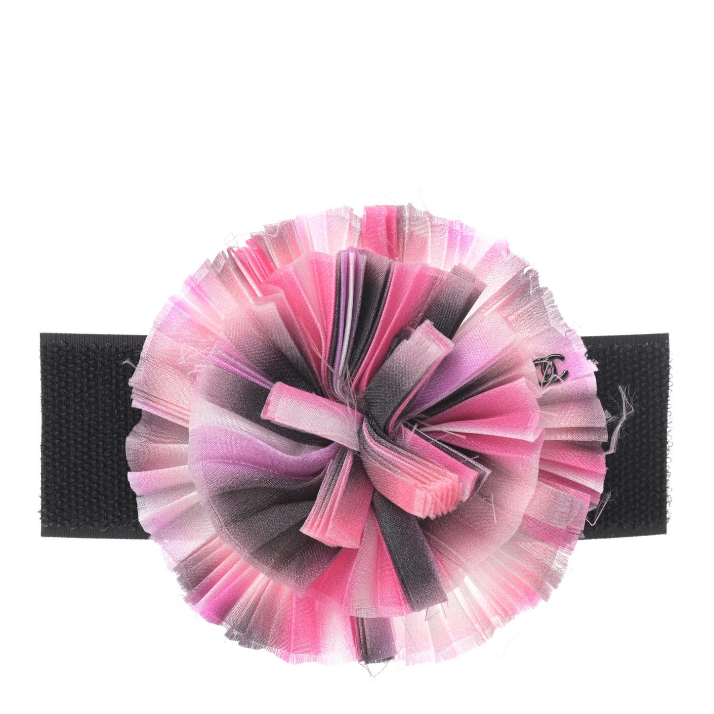 Silk Taffeta Camellia Brooch Pin Pink Black