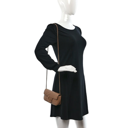 Gucci Calfskin Matelasse Monochrome Super Mini GG Marmont Shoulder Bag Camelia 2 of 10