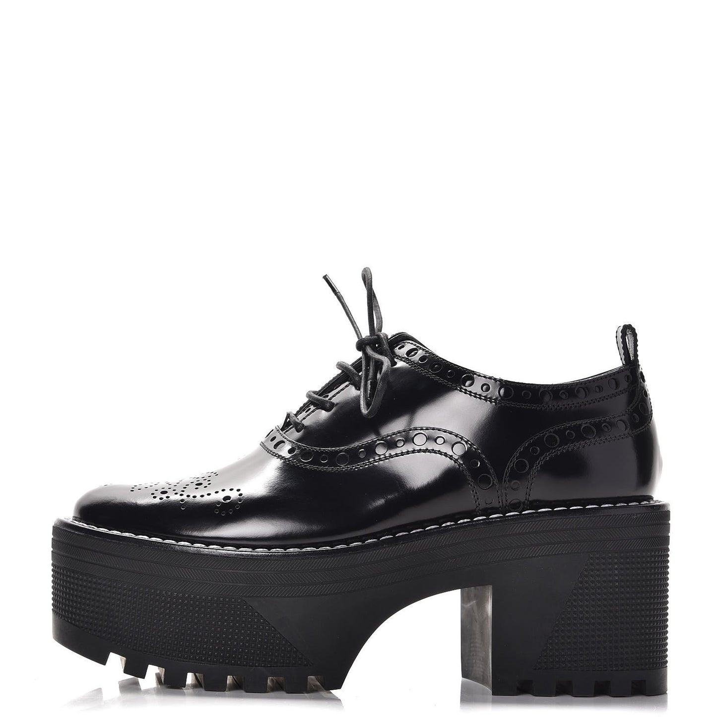 Calfskin Fighter Richelieu Platform Boots 36 Black