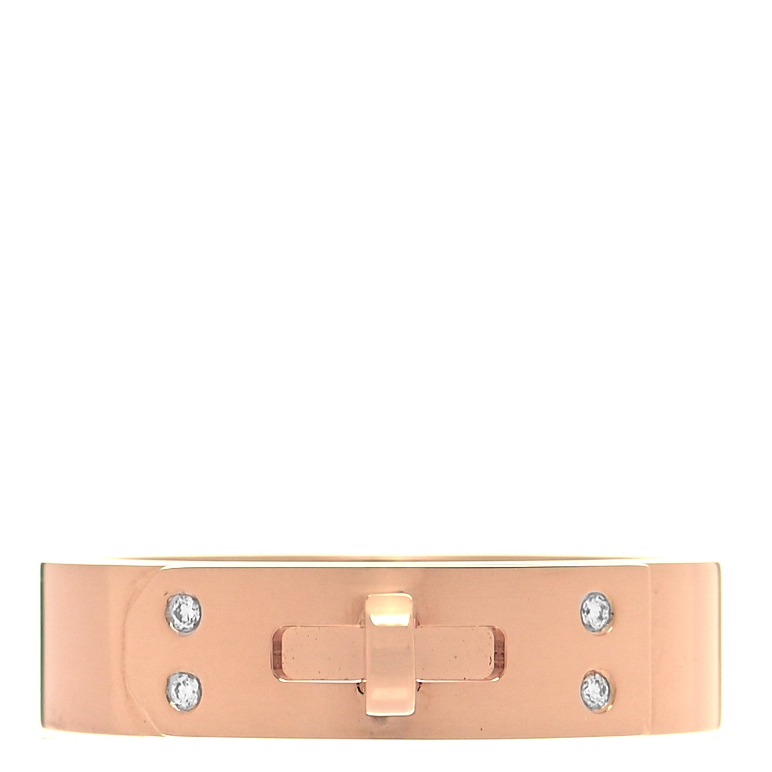 Hermes 18K Rose Gold Diamond PM Kelly Ring 54 6.75 2 of 8