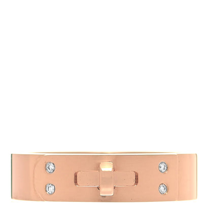 Hermes 18K Rose Gold Diamond PM Kelly Ring 54 6.75 2 of 8