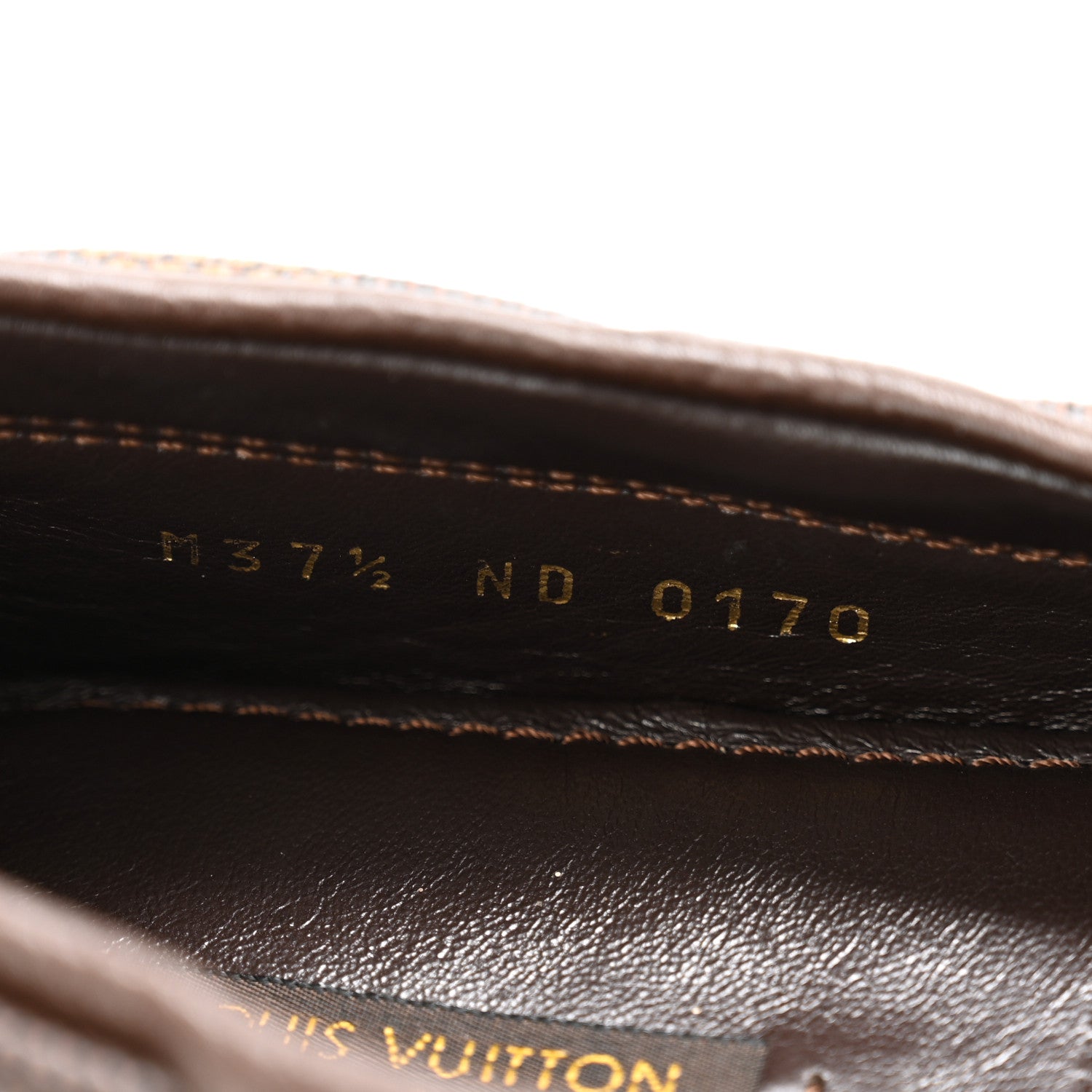 Louis Vuitton Calfskin Mens Arizona Car Shoe Moccasin Loafers 37.5 Brown 7 of 9