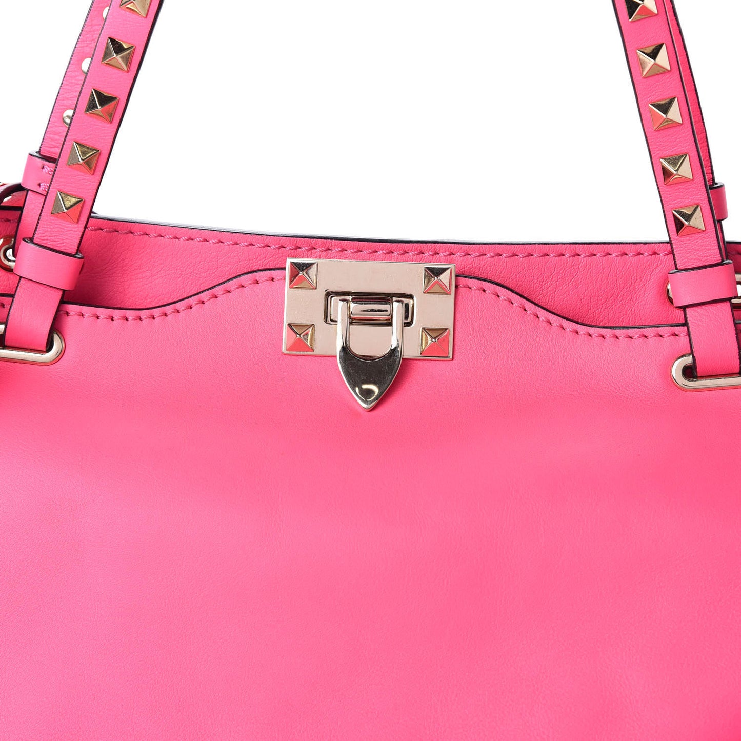 Vitello Medium Rockstud Tote Fuxia Fluo